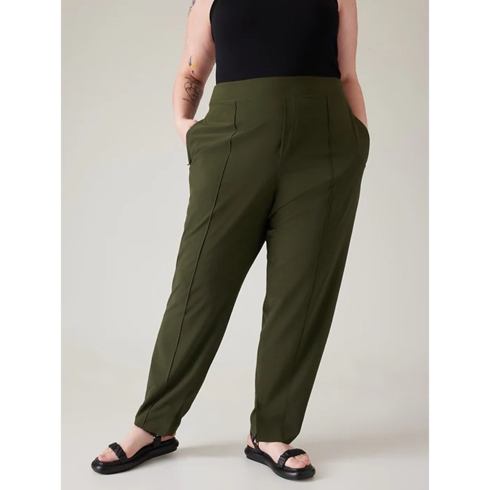 Athleta Brooklyn Heights High Rise Pants in Aspen Olive